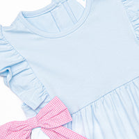 Little Artist Applique Side Tie Dress, Blue