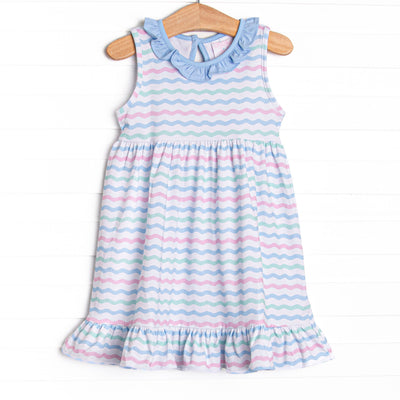 Ric Rac Rays Ruffle Dress, Blue