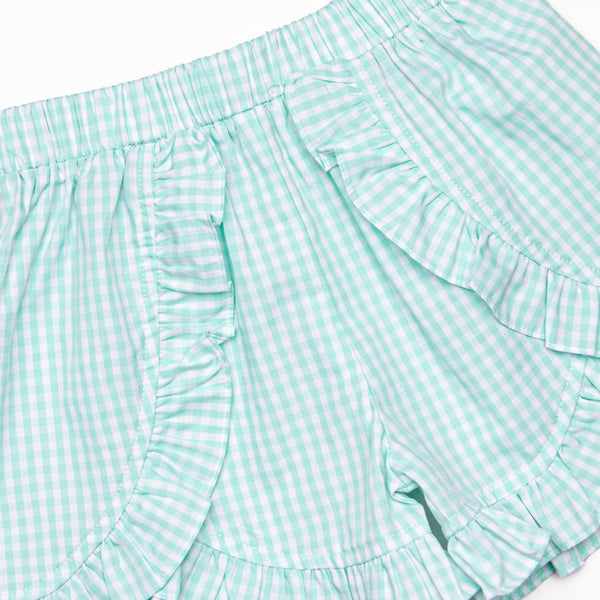 Blue Sky Balloons Smocked Ruffle Short Set, Green