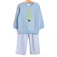 Star So Bright Applique Sweatshirt Pant Set, Blue