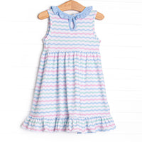 Ric Rac Rays Ruffle Dress, Blue