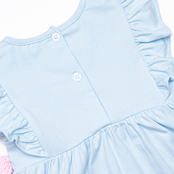 Little Artist Applique Side Tie Dress, Blue