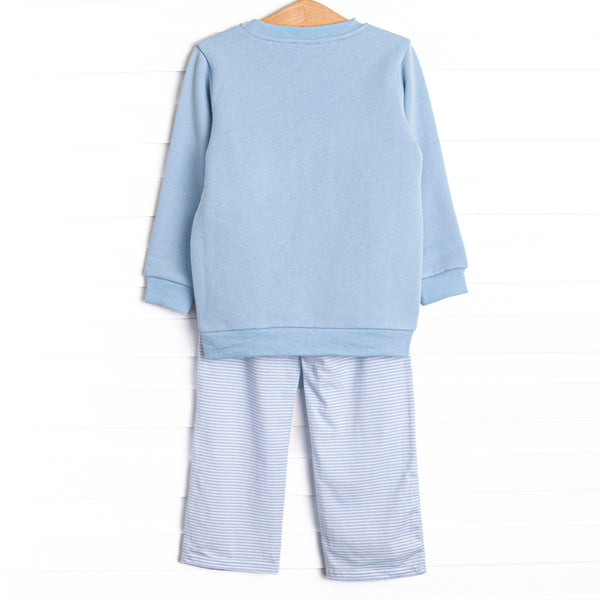 Star So Bright Applique Sweatshirt Pant Set, Blue