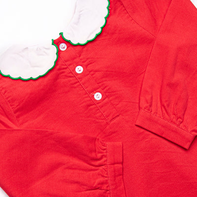 Christmas Tree Tidings Embroidered Legging Set, Red