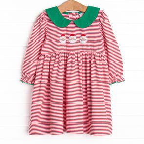 Knotty or Nice List Embroidered Collared Dress, Red