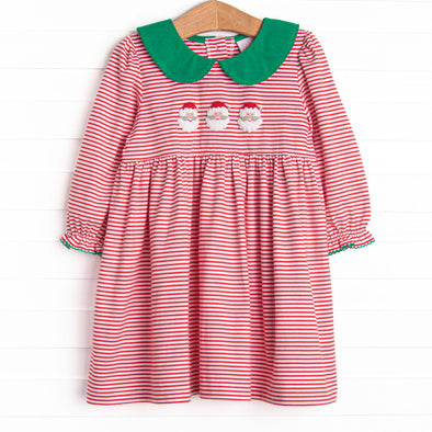 Knotty or Nice List Embroidered Collared Dress, Red