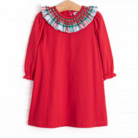 Home for the Holiday's Smocked Ruffle Dress, Red