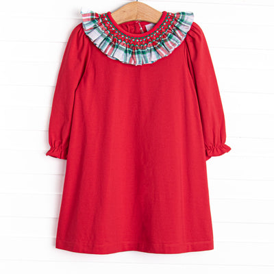 Home for the Holiday's Smocked Ruffle Dress, Red