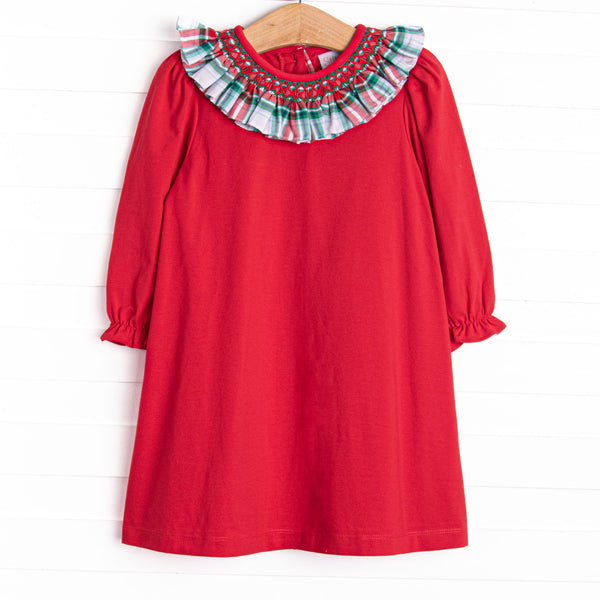 Home for the Holiday's Smocked Ruffle Dress, Red