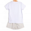 Rainbow Waves Applique Short Set, Blue