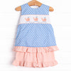 Blue Whale Waters Smocked Ruffle Short Set, Blue