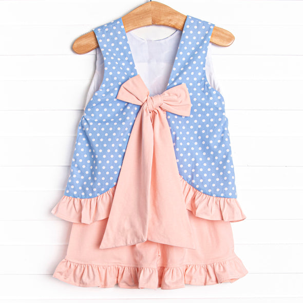 Blue Whale Waters Smocked Ruffle Short Set, Blue