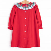 Home for the Holiday's Smocked Ruffle Dress, Red