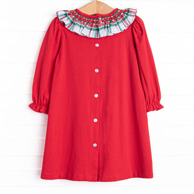 Home for the Holiday's Smocked Ruffle Dress, Red