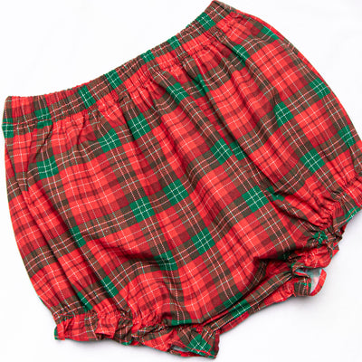 Tartan Trees Applique Diaper Set, Green
