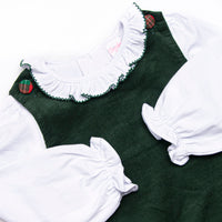 Tartan Trees Applique Dress Set, Green