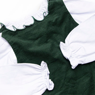 Tartan Trees Applique Dress Set, Green