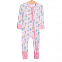 Garden Party Petals Bamboo Zippy Pajama, Pink