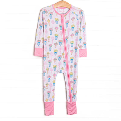 Garden Party Petals Bamboo Zippy Pajama, Pink
