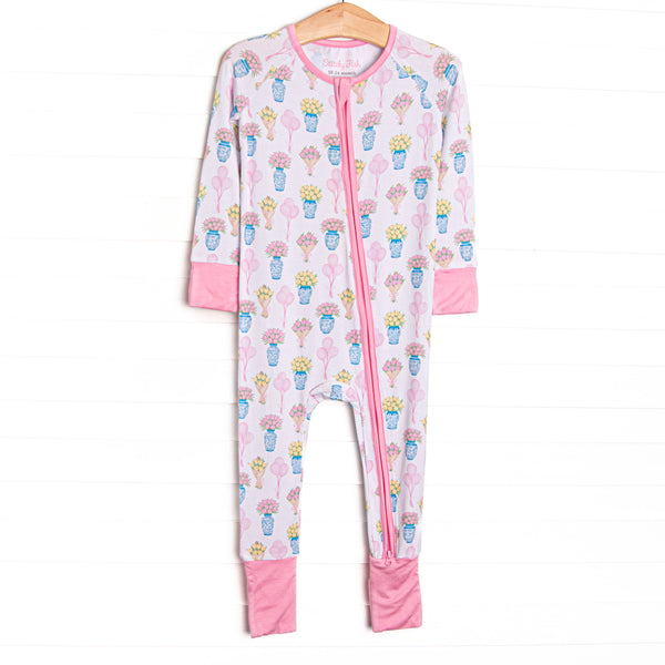 Garden Party Petals Bamboo Zippy Pajama, Pink