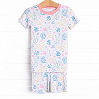 Coral Reef Florals Bamboo Pajama Short Set, Pink