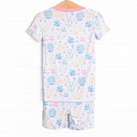 Coral Reef Florals Bamboo Pajama Short Set, Pink