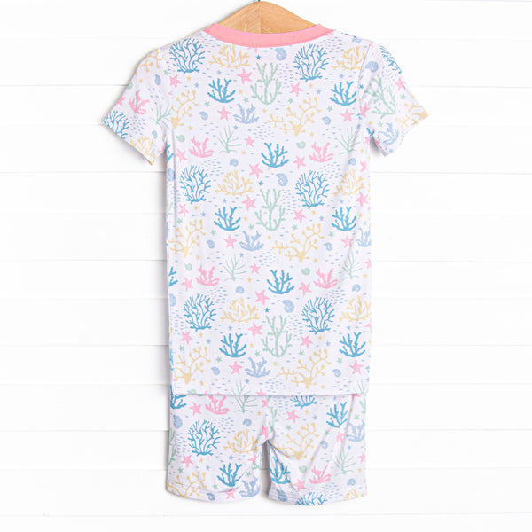 Coral Reef Florals Bamboo Pajama Short Set, Pink