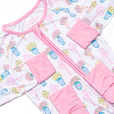 Garden Party Petals Bamboo Zippy Pajama, Pink
