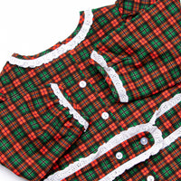 Holiday Wreath Trio Embroidered Dress, Red