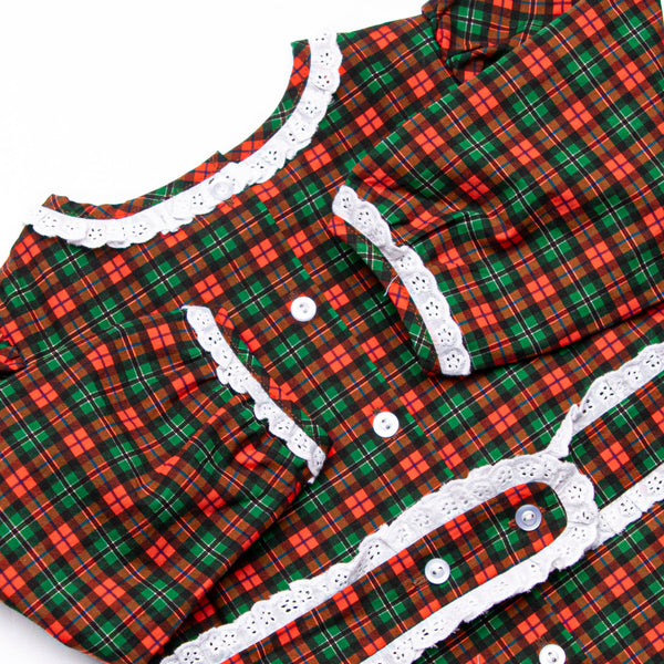 Holiday Wreath Trio Embroidered Dress, Red