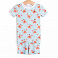 Sand Crab Sleeper Bamboo Pajama Short Set, Blue