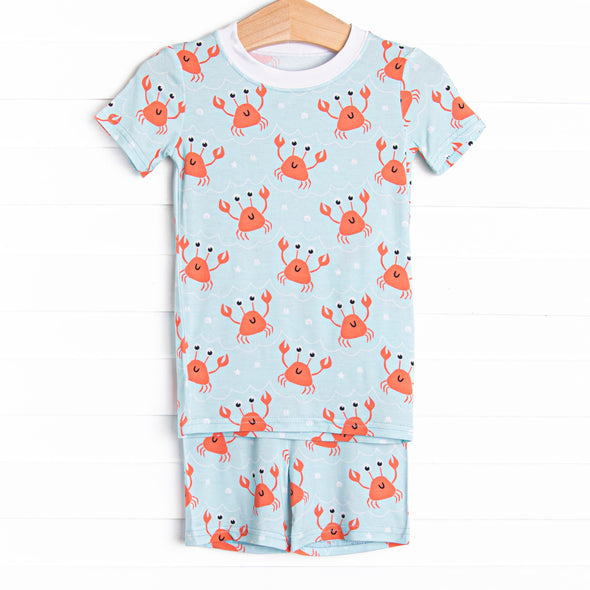Sand Crab Sleeper Bamboo Pajama Short Set, Blue