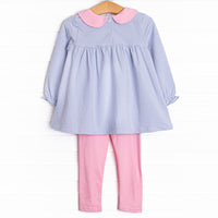 Olivia Legging Set, Periwinkle Stripe