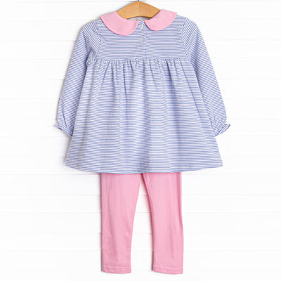 Olivia Legging Set, Periwinkle Stripe