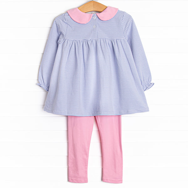 Olivia Legging Set, Periwinkle Stripe
