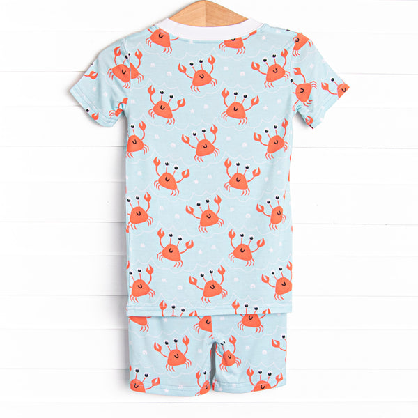 Sand Crab Sleeper Bamboo Pajama Short Set, Blue