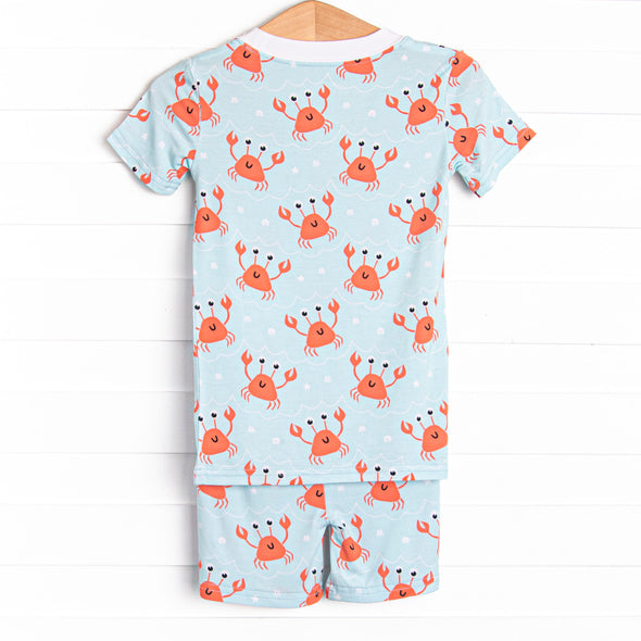 Sand Crab Sleeper Bamboo Pajama Short Set, Blue