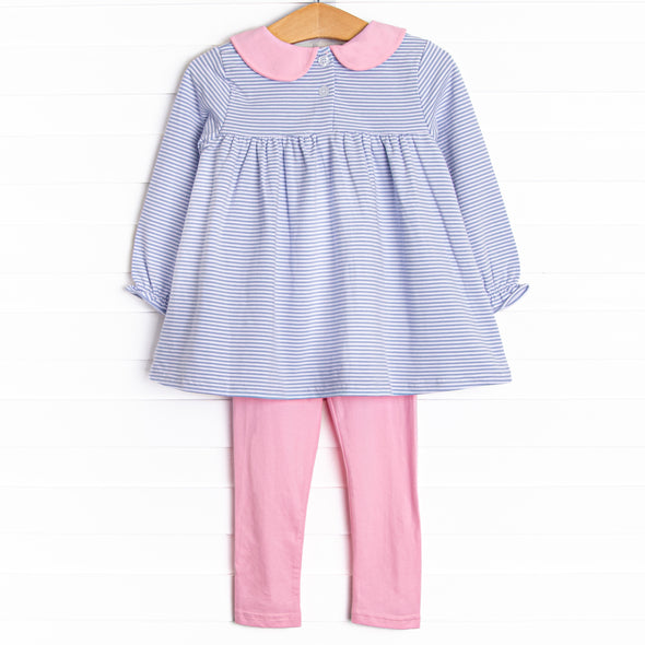 Olivia Legging Set, Periwinkle Stripe