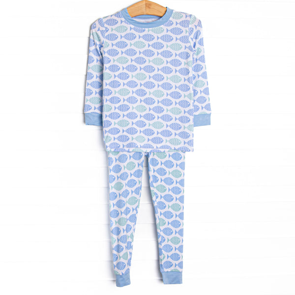With the Tide Bamboo Pajama Set, Blue