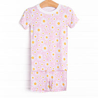 Dotted with Daisies Bamboo Pajama Short Set, Pink