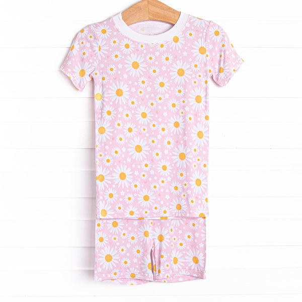 Dotted with Daisies Bamboo Pajama Short Set, Pink