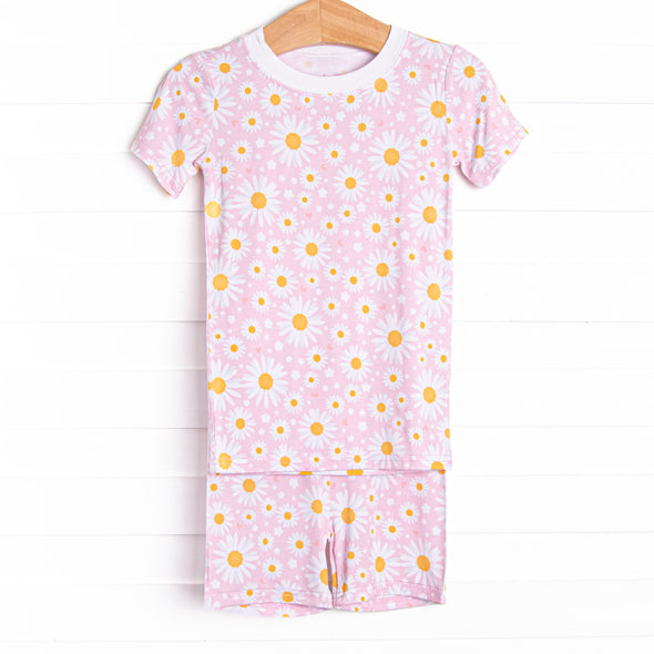 Dotted with Daisies Bamboo Pajama Short Set, Pink