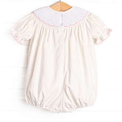 Snowfall Forest Smocked Bubble, White
