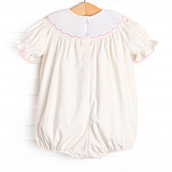 Snowfall Forest Smocked Bubble, White