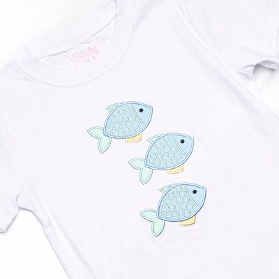 Shimmering Scales Applique Short Set, Blue