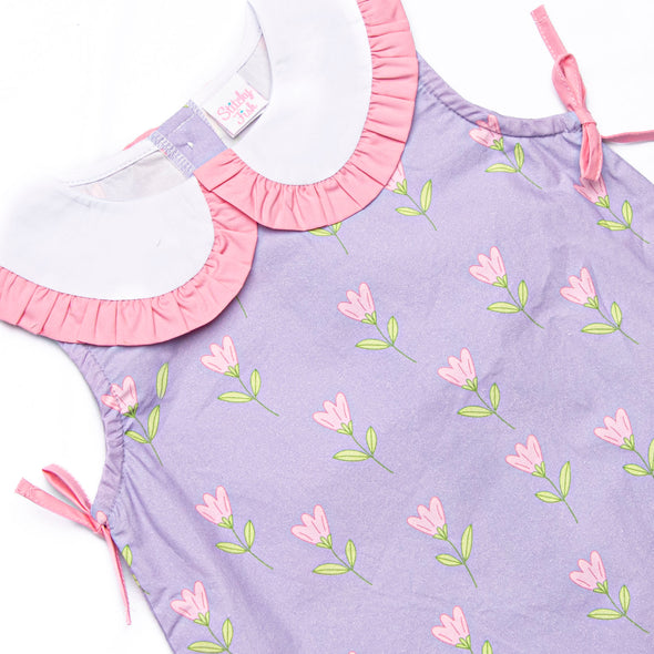 Girl's Tulip Blooms Dress in Purple Size 8