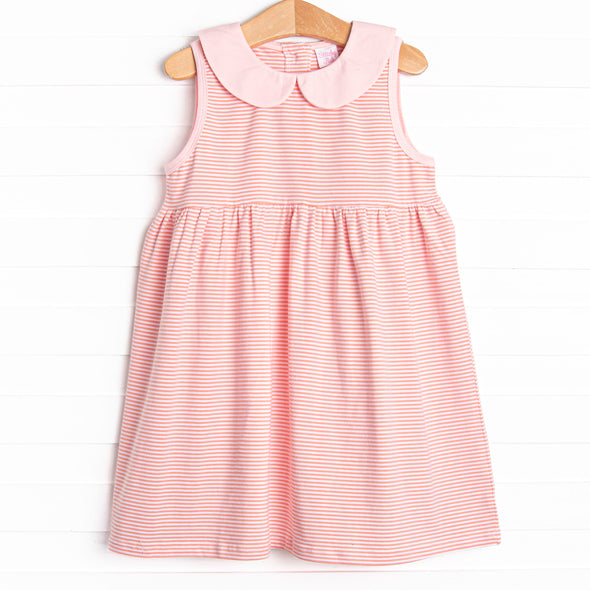 Isabella Dress, Light Pink and Peach Stripe