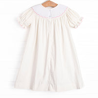 Snowfall Forest Smocked Bishop Dress, White