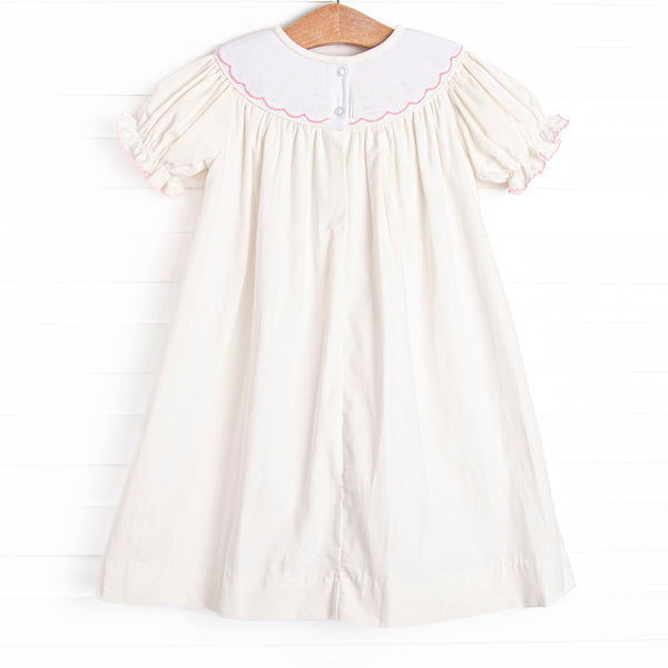 Snowfall Forest Smocked Bishop Dress, White