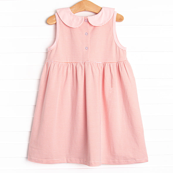 Isabella Dress, Light Pink and Peach Stripe